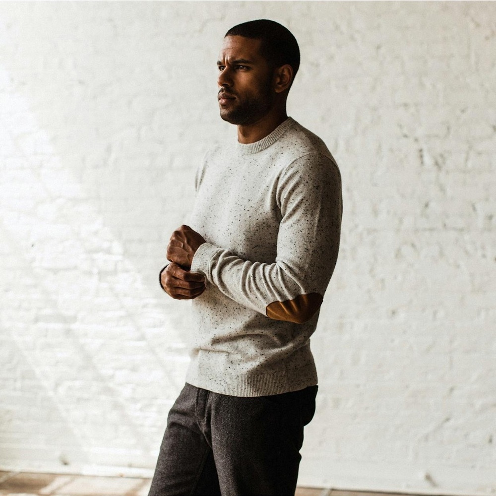 Taylor Stitch Hardtack Sweater with Suede Elbow Patches - Picture 7 of 8